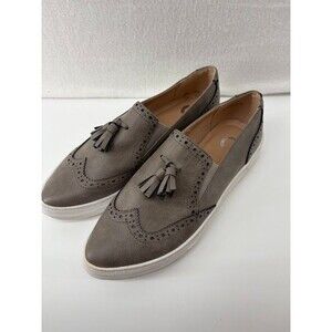 Journee Collection Womens Alisha Loafers Shoes Gray Slip On Wingtip Size 9
